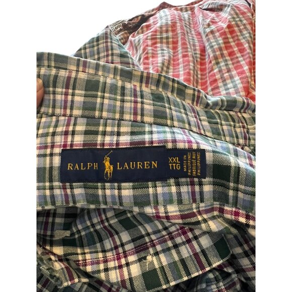 Ralph Lauren Mens XXL Plaid Button-Up Shirt Green & Red Cotton - Picture 3 of 4